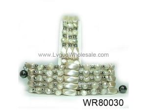 36inch White Pearl Magnetic Wrap Bracelet Necklace All in One Set